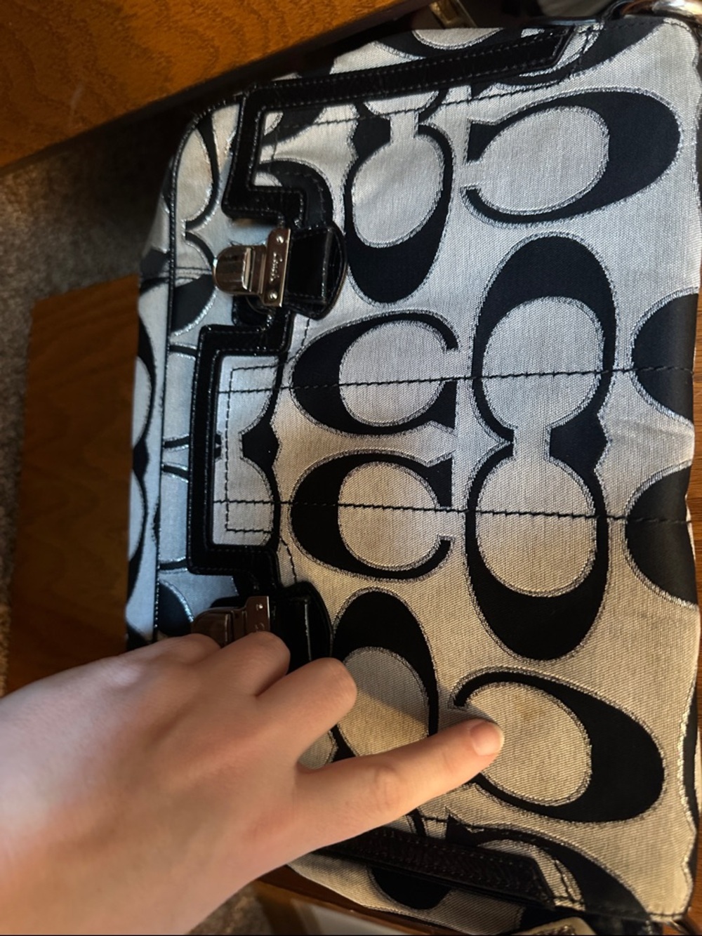 Coach Black & White Signature Canvas Crossbody - Picture 5 of 6